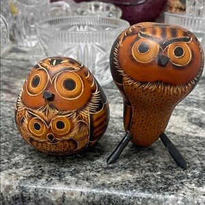 Handcrafted Wooden Owl Figurines